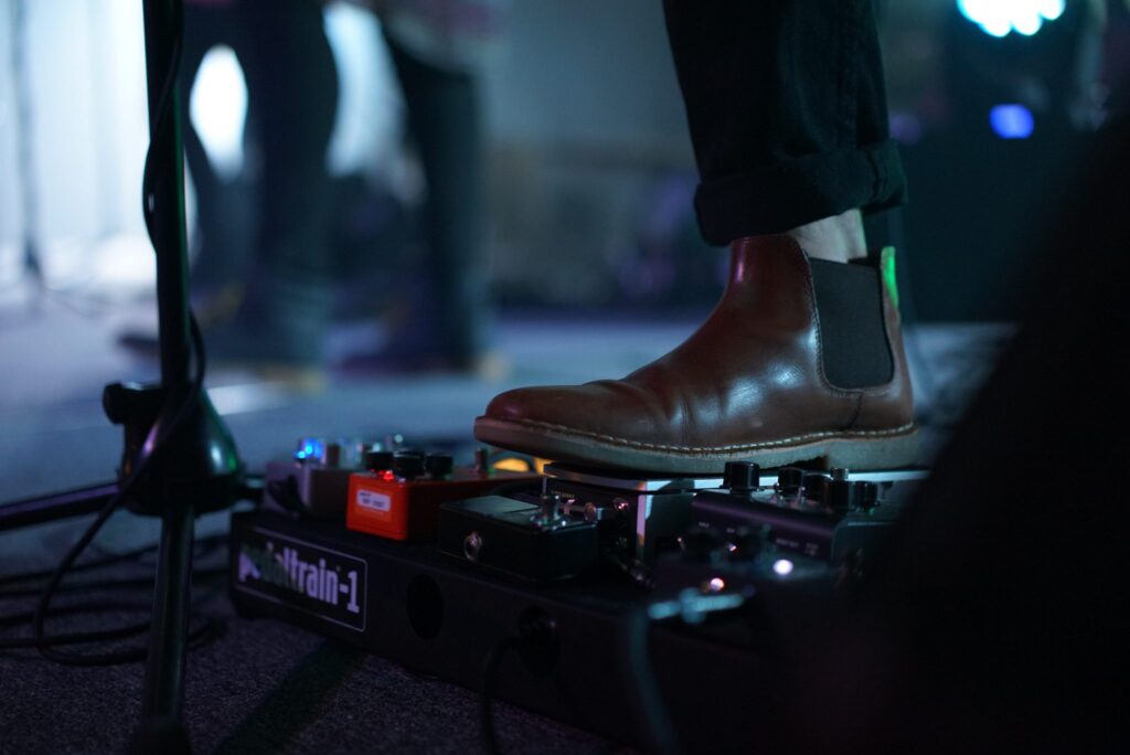 Image of guitar effects pedal board