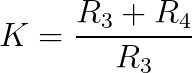 Equation for calculating gain K for low-pass sallen-key filter.