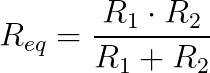 The equation used for the parallel resistance calculator. R1 times R2 over R1 plus R2.