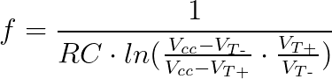 Equation for schmitt trigger oscillator frequency when duty cycle is not 50%.