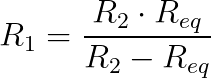 Equation to calculate a resistance value from parallel combination, derived from standad parallel resistance formula.
