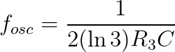 The oscillation frequency calculation for the relaxation oscilator calculator.