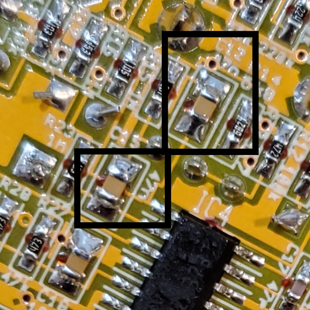 C15 and C12 are the capacitors to be modified.