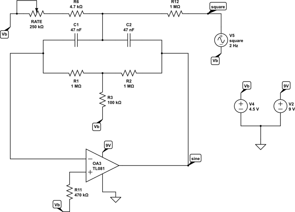 Op Amp Filter circuit component from the BOSS VB-2 LFO circuit.