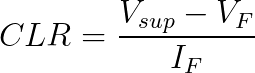 Equation for calculating the led current limiting resistor.