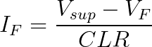 Equation for calculating the LED forward current from the current limiting resistor value.