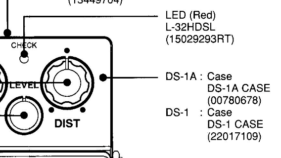 The DS-1 service manual showing the L-32HDSL red 3mm LED.