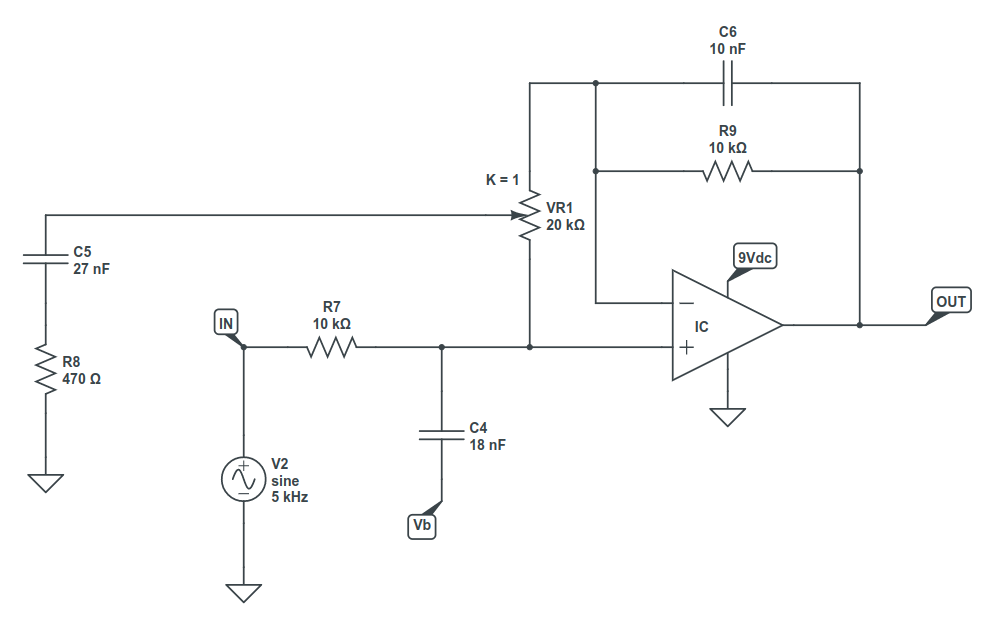 SD-1 Tone circuit model schematic
