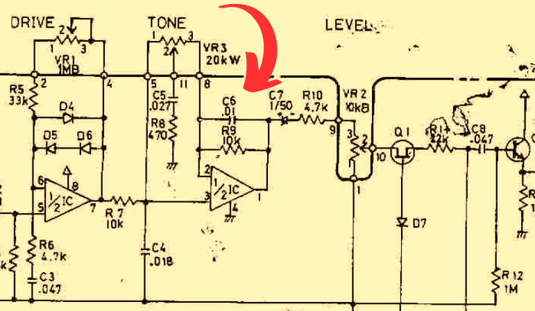 Showing C6 in the SD-1 Circuit