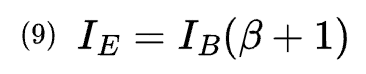 Expression for emitter current in terms of base current.