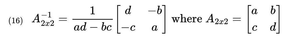 Inverse of a 2x2 matrix A