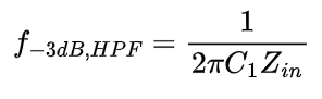 Equation for Input High-Pass Filter Cut-off