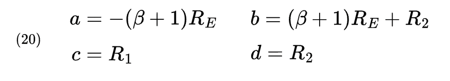a b c and d values from matrix in equation (14)