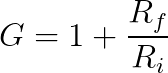 Gain of a non-inverting amplifier using an op amp.