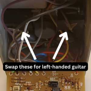 Showing how to modify a guitar pedal for use by left-handed guitarist.