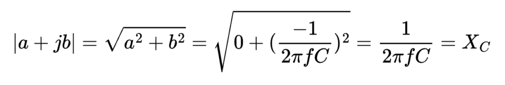 The magnitude of the numerator is simply the reactance of the capacitor.