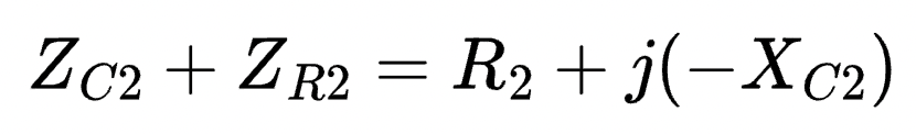 Impedance of the resistor R2 and capacitor C2 in series.