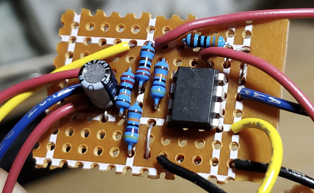 Dan Echo LFO Mod - LFO Circuit built on prototyping board.