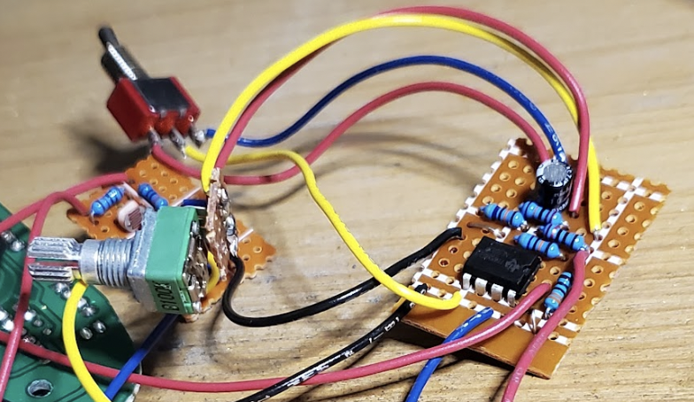 Dan-Echo LFO Mod - Showing the connection of the Rate Control to the LFO Circuit board.