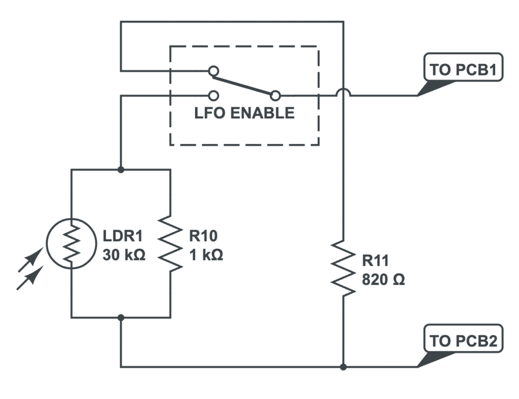 Dan Echo LFO Mod - Connecting the LDR Circuit to the main circuit board.