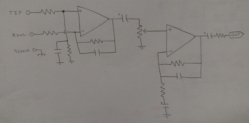 Back of the napkin circuit schematic for the Furman HDS-6 channels