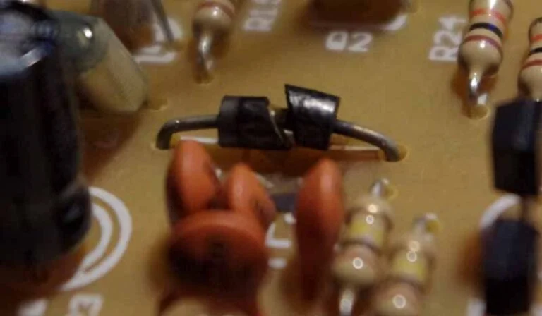 Cracked open reverse polarity protection diode.