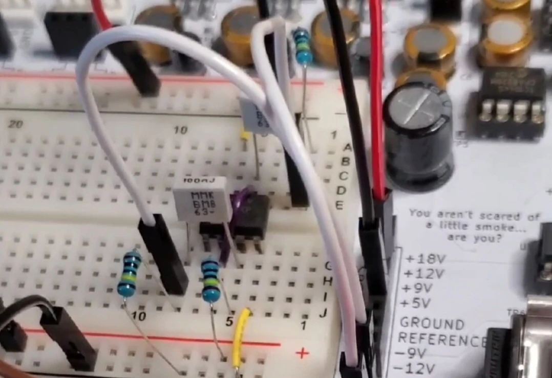 The De-Popper circuit in action on the PROTIS 1 board.