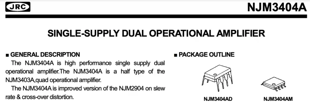 An excerpt from the JRC NJM3404A op amp datasheet general description.