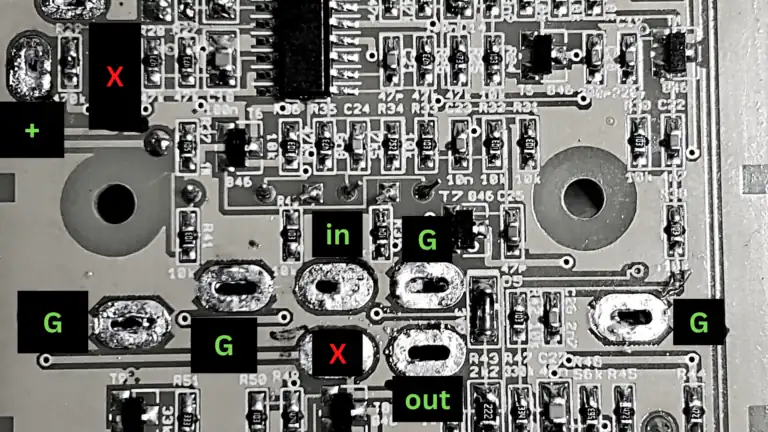 Reshouse Behringer Pedal - UV300 annotated circuit board connections