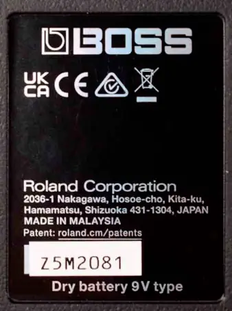 Made in malaysia black label found on modern SMD DS-1 pedals.