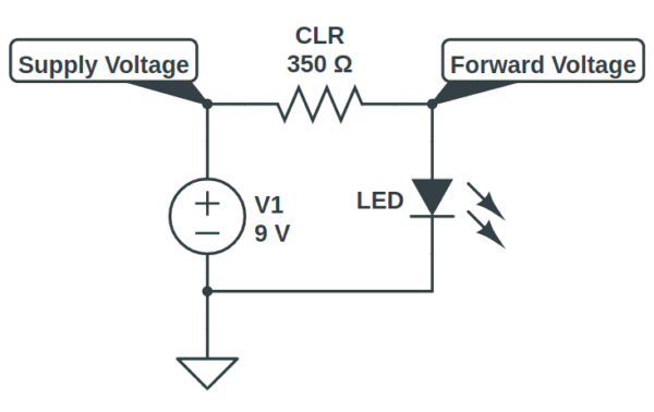 Figure 8.11 A test circuit for determining the CLR of an LED.