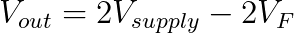 Equation 10.1 An equation for calculating the output voltage of a TC1044S charge pump-based voltage doubler circuit.