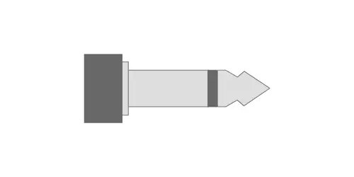 Figure 7.1 A ‘mono’ plug with sleeve (the metallic body) and tip connections. The gray stripe represents a zone of insulation between the tip and sleeve.