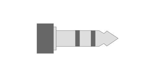 Figure 7.4 Stereo audio jack with sleeve, ring, and tip connections.