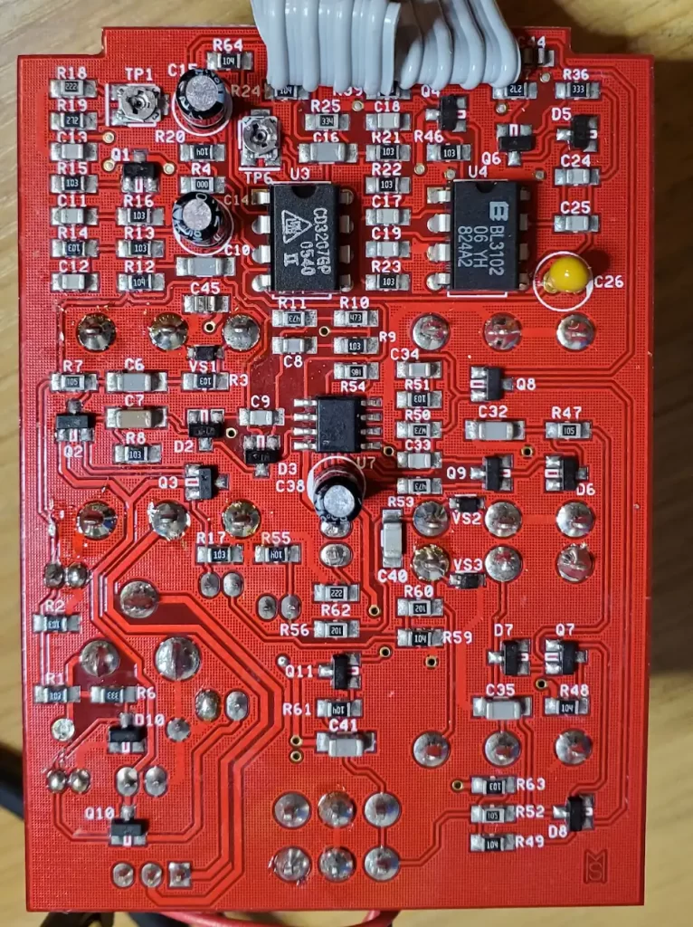 The SMD side of the MXR Analog Chorus circuit board.
