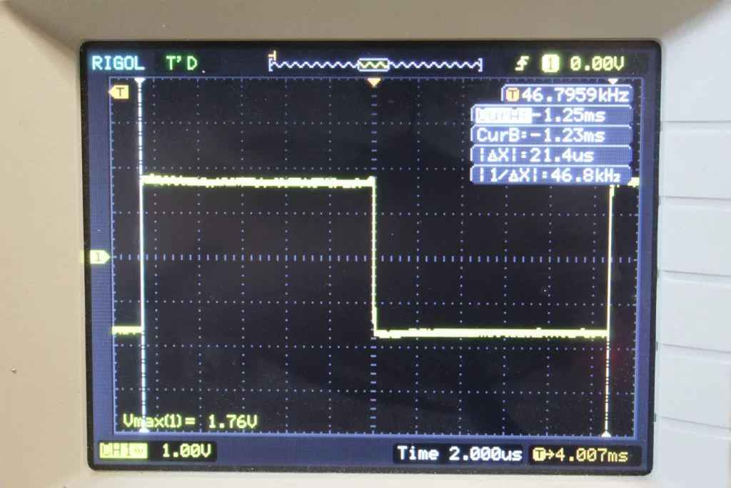 Measuring the LRCLK frequency at 46.7959 kHz