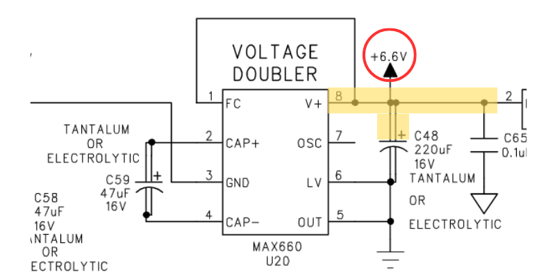The DL-4 voltage doubler circuit using the MAX660.