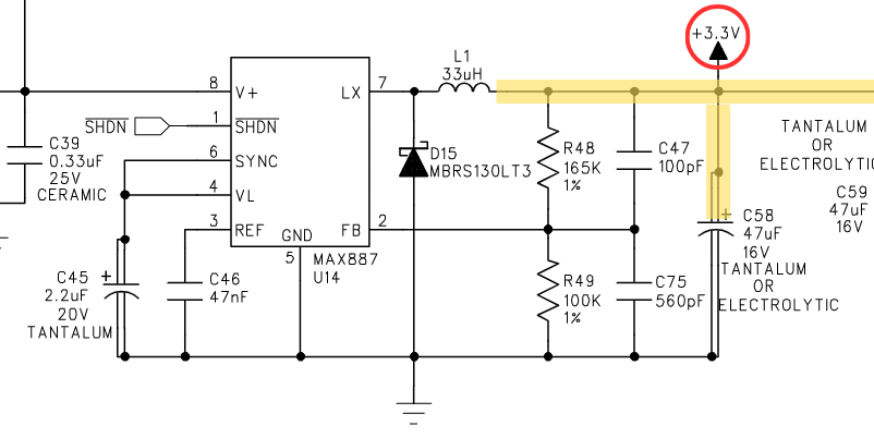 The MAX887 converter circuit in the Line 6 DL-4.