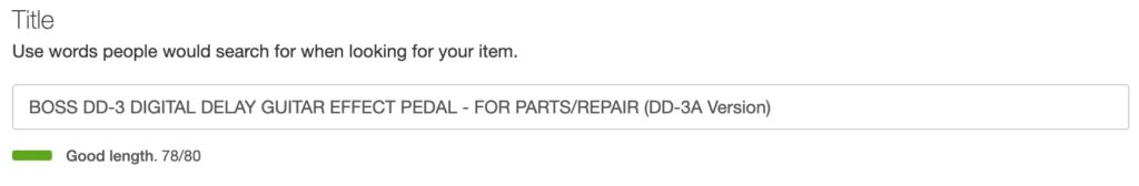 eBay title for DD-3 for parts/repair listing
