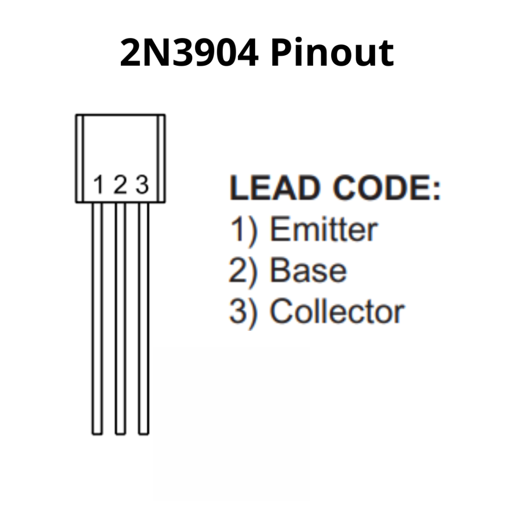 Pinout for the 2N3904 NPN Transistor