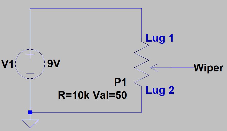 Example circuit showing potentiometer operation.