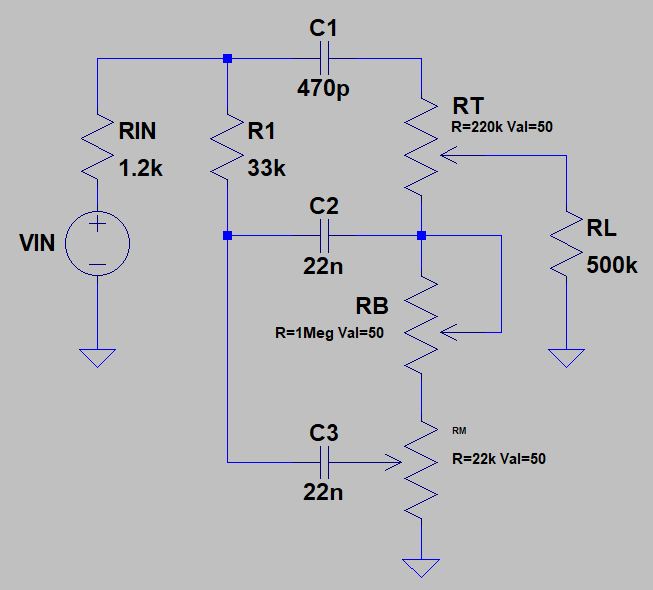 JCM800 2203, 2204 Tone Stack Circuit