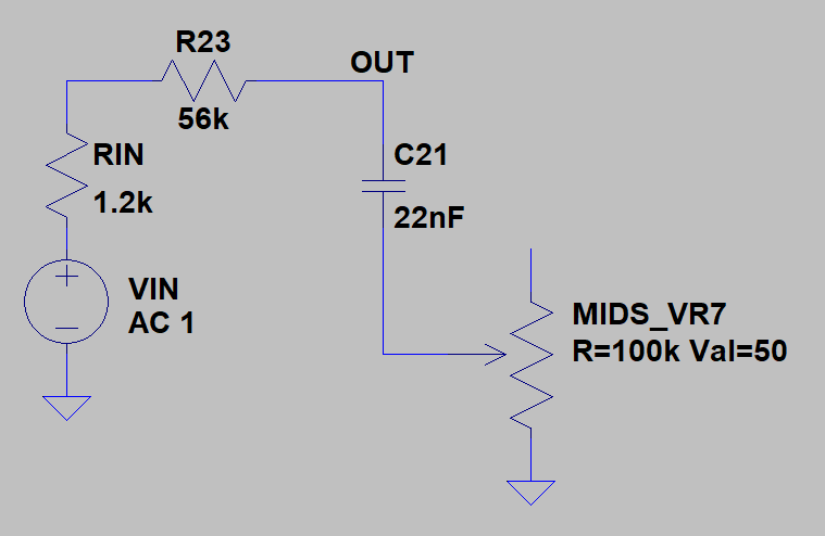 JCM800 2210 Tone Stack Mids Filter Circuit Model