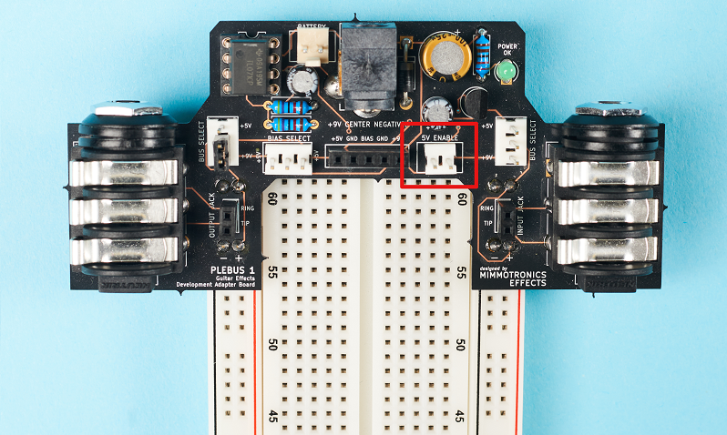 +5V is enabled using the on-board jumper for the 5V rail.
