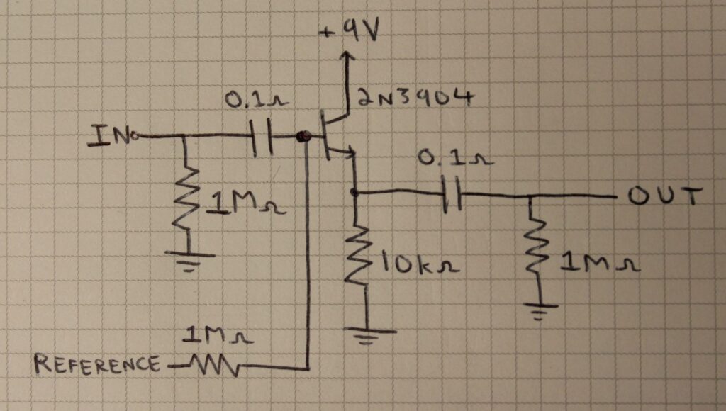 Transistor Buffer circuit with 2N3904 NPN transistor.