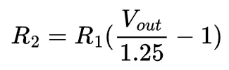 Equation for calculating R2, given a desired output voltage and R1.