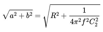 Magnitude of the numerator for the RC high-pass shelving filter.